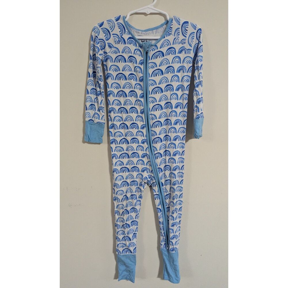 EUC Little Sleepies Blue Rainbows Zippy size 18-24 Months